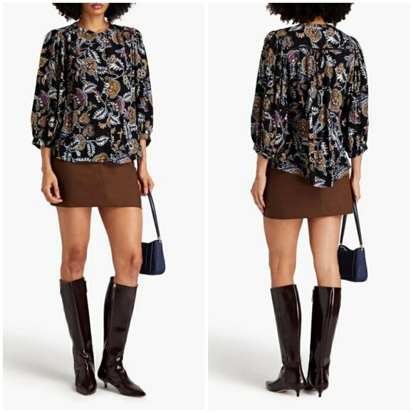 💕BA&SH💕 Valska Crepe Shirt ~ Noir Black Paisley Print XS US 2 NWOT - Picture 8 of 16